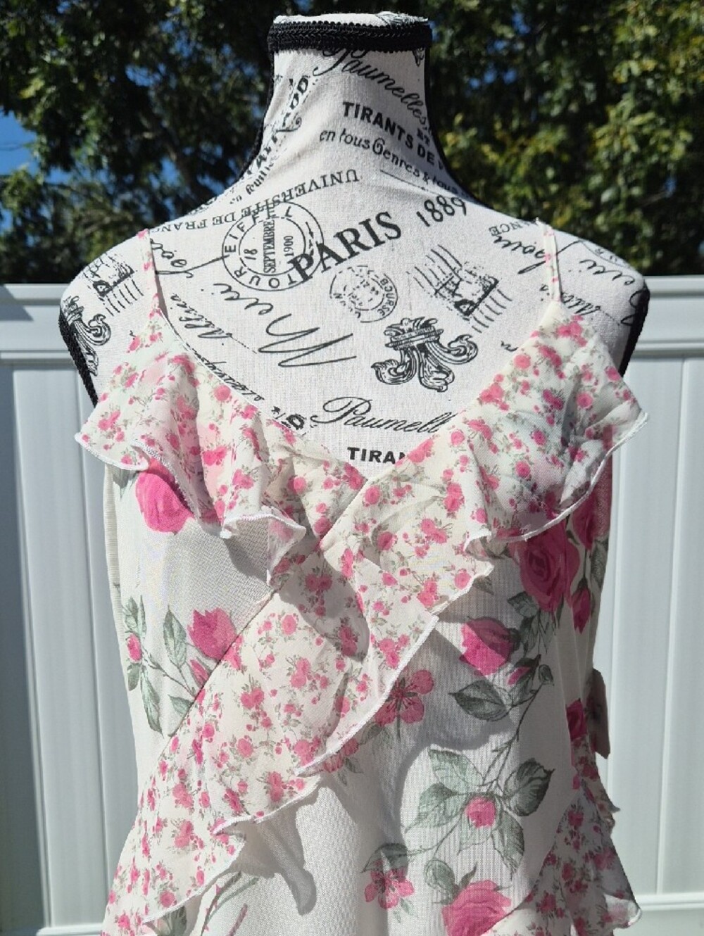 **NWT**Altar'd State Floral Ruffle Maxi Dress - White & Pink - Picture 2 of 8